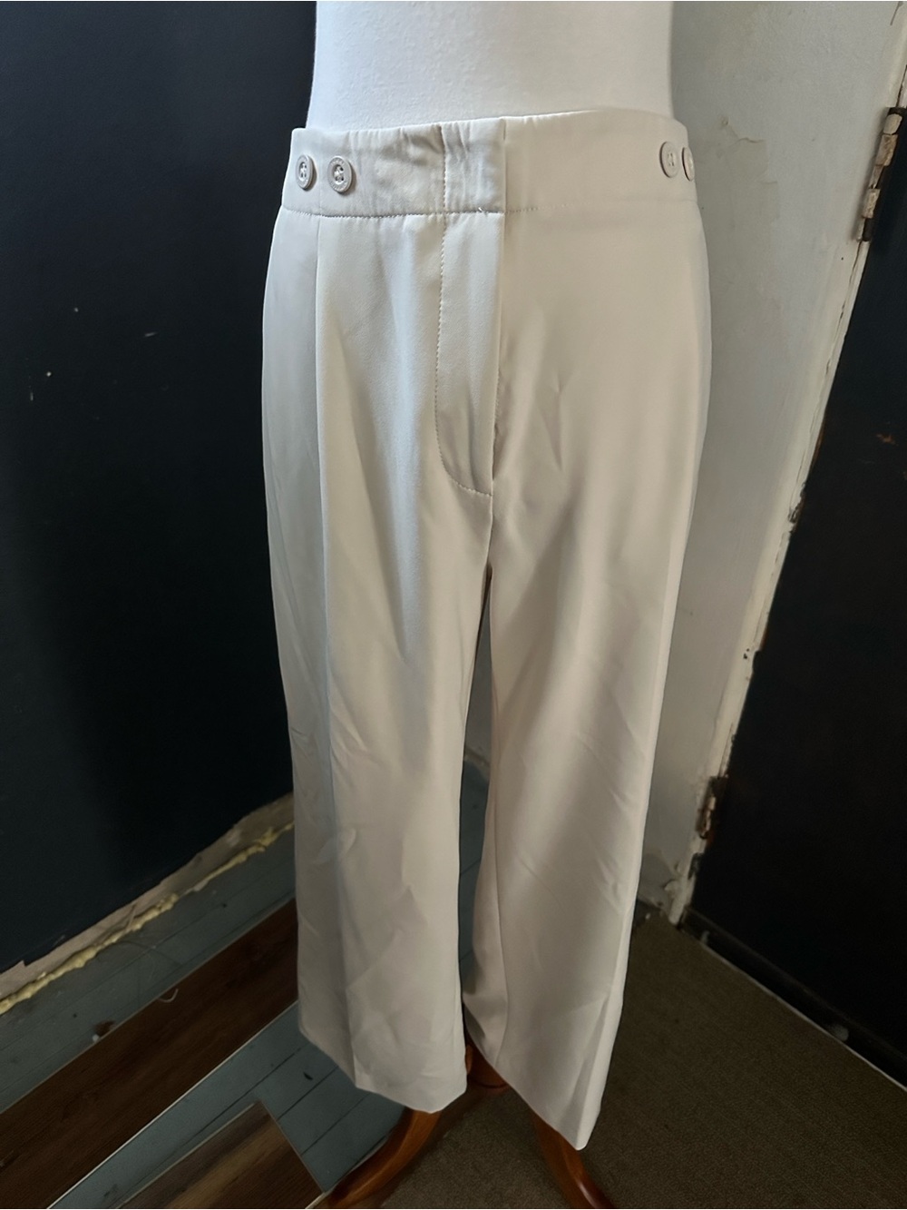 Tommy Hilfiger Cream Wide-Leg Chinos 12